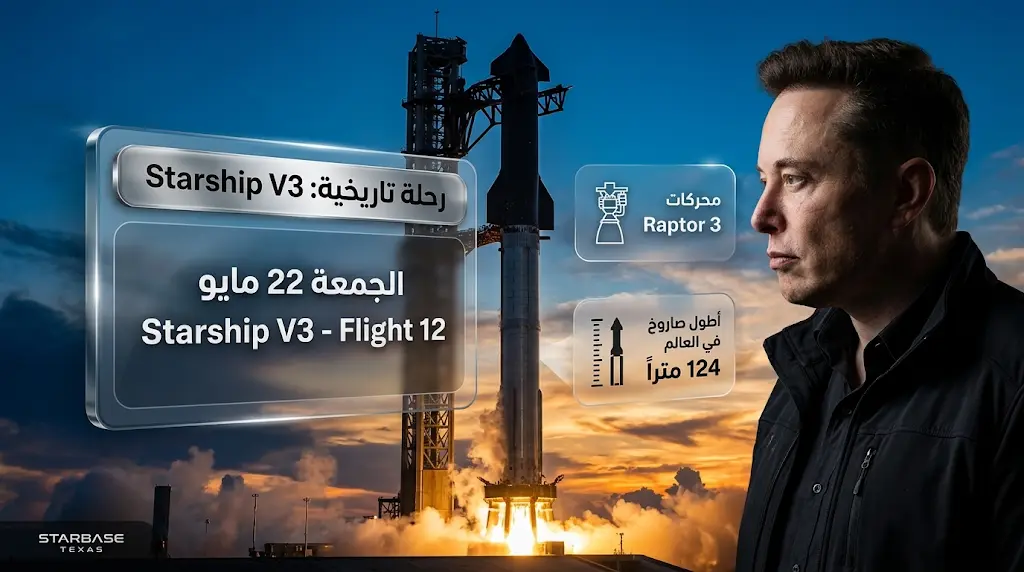 SpaceX تعيد جدولة إطلاق صاروخ ستارشيب V3 اليوم الجمعة بعد إصلاح خلل فني طارئ