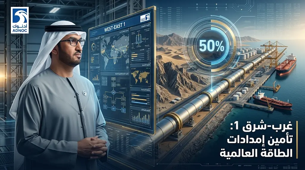 أدنوك تقطع نصف الطريق في مشروع "غرب-شرق 1" لتأمين تدفقات النفط وتجاوز مضيق هرمز بحلول 2027