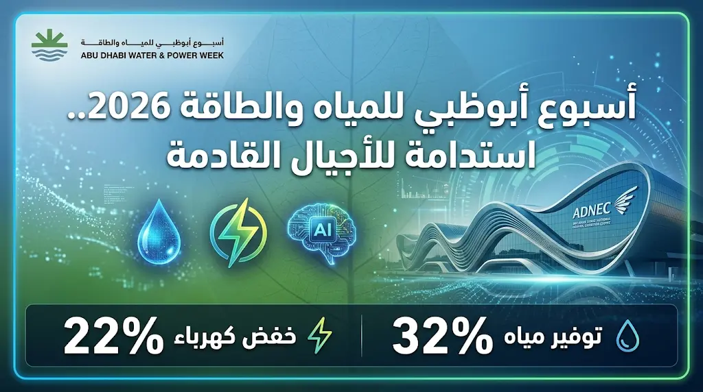 أسبوع أبوظبي للمياه والطاقة 2026 يستعرض خطة خفض استهلاك الكهرباء بنسبة 22% وتوفير المياه