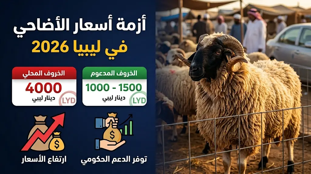 أسعار أضاحي العيد في ليبيا 2026 تتجاوز 4000 دينار وتفاصيل توفر الخراف المدعومة بالأسواق