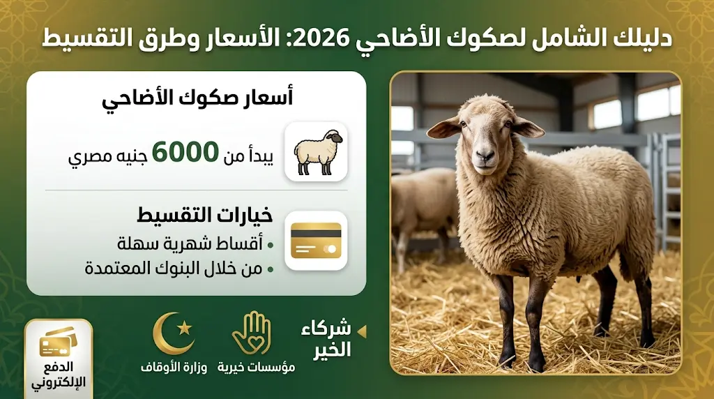 أسعار صكوك الأضاحي 2026 اليوم الاثنين 25-5-2026 في مصر وتفاصيل أنظمة التقسيط