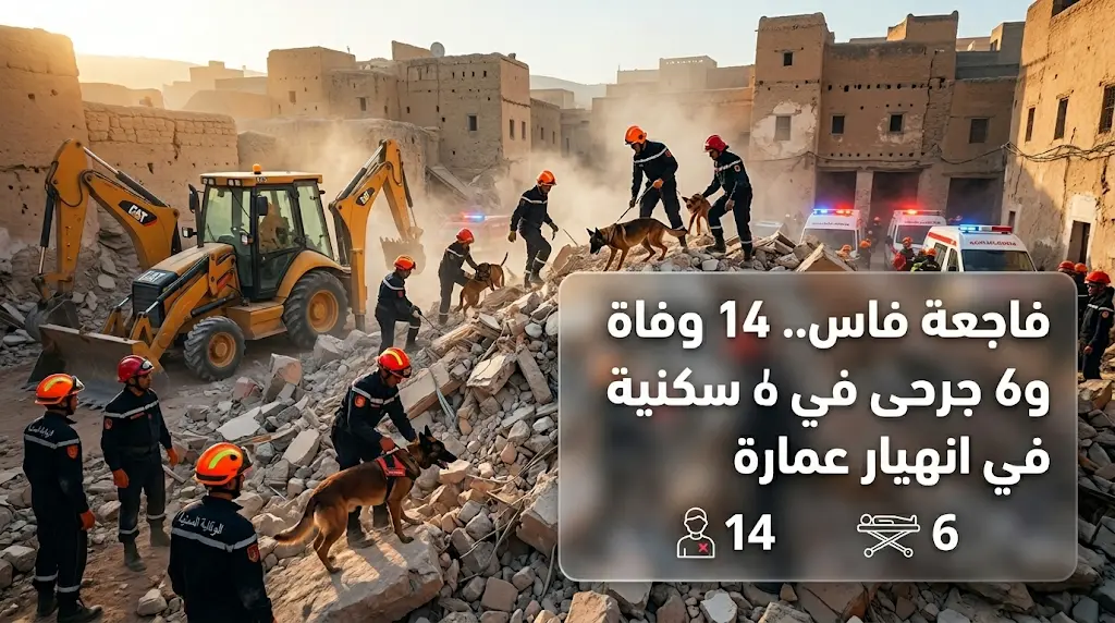 ارتفاع حصيلة ضحايا انهيار عمارة فاس إلى 14 قتيلاً والسلطات تأمر بإخلاء كافة المباني المجاورة