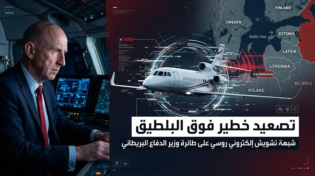 استهداف طائرة وزير الدفاع البريطاني جون هيلي بتشويش إلكتروني حاد بالقرب من حدود روسيا
