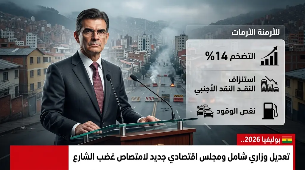 الرئيس البوليفي رودريغو باز يعلن إجراء تعديل وزاري شامل لتعزيز الاستجابة للمطالب الشعبية وإنهاء أزمة شلل العاصمة