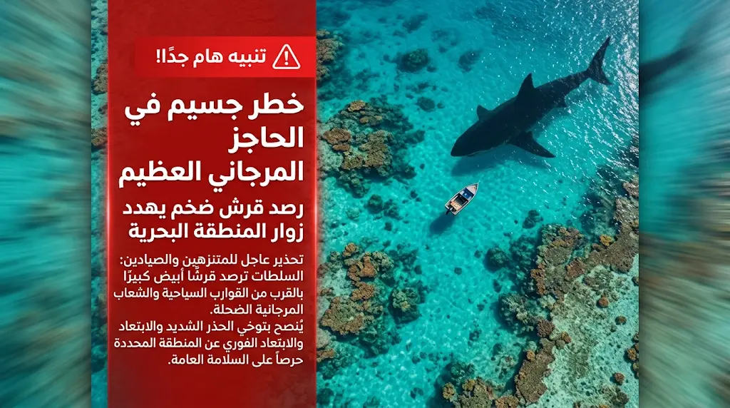 السلطات الأسترالية تعلن وفاة صياد ثلاثيني إثر هجوم عنيف لسمكة قرش في الحاجز المرجاني العظيم