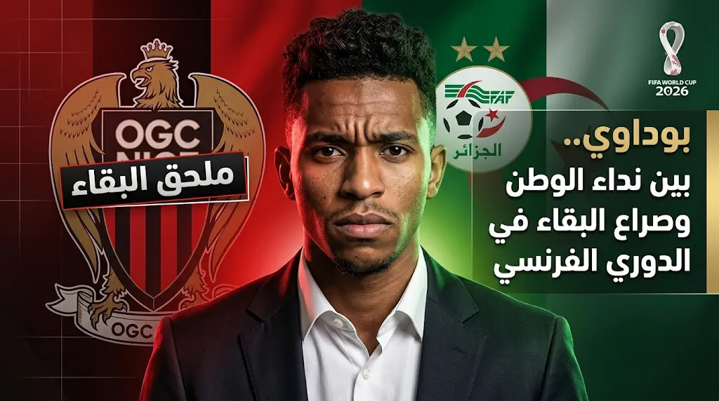تمسك الاتحاد الجزائري بضم هشام بوداوي يضع نادي نيس في مأزق فني قبل ملحق البقاء