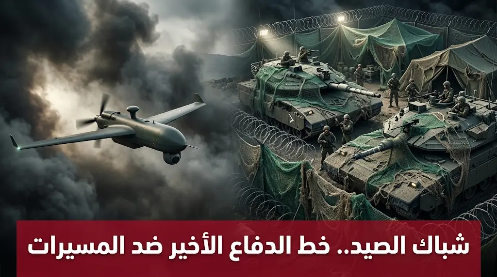 جنود الاحتلال يلجؤون لشباك الصيد والبناء لمواجهة المسيرات الانتحارية بعد فشل المنظومات التكنولوجية المليارية