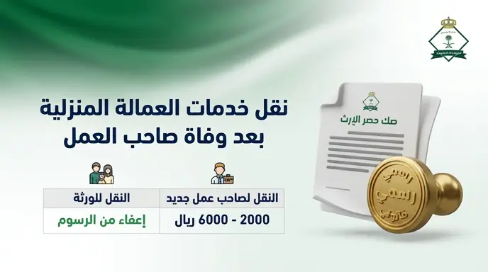 رسوم نقل كفالة العمالة المنزلية بعد وفاة صاحب العمل وحالات الإعفاء 2026