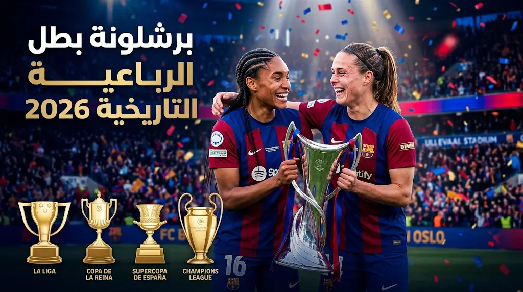 سيدات برشلونة يتربعن على عرش أوروبا برباعية تاريخية في شباك المنافس ويحققن الرباعية الشاملة لموسم 2026