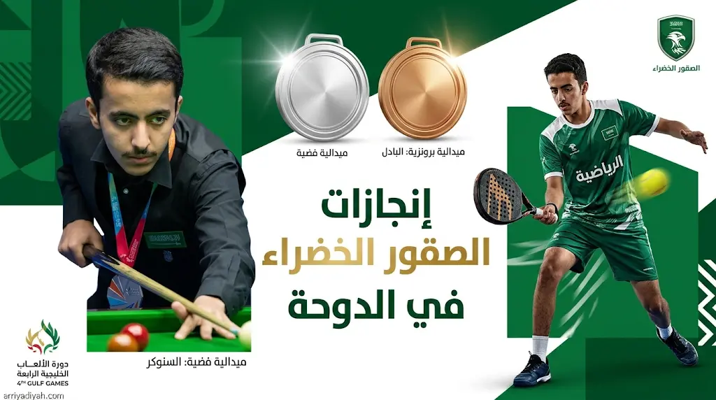 سيطرة سعودية على منصات التتويج في منافسات السنوكر والبادل بدورة الألعاب الخليجية بالدوحة