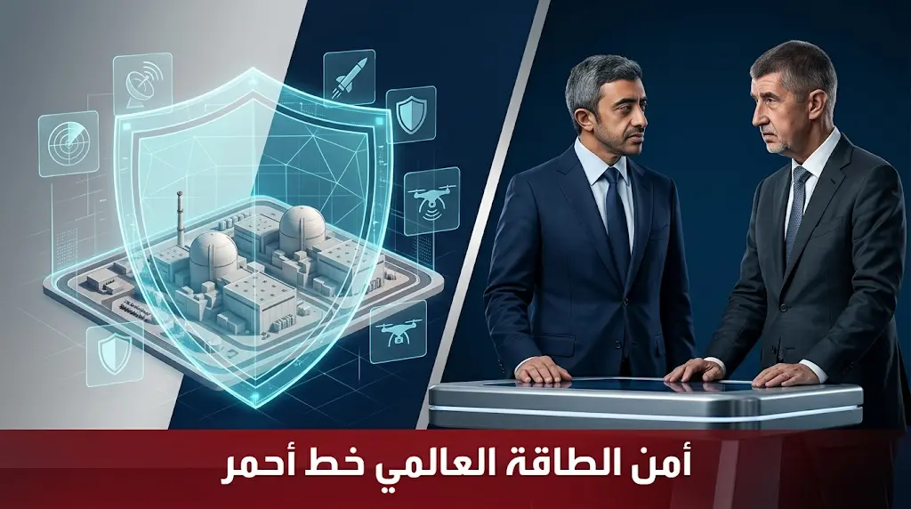 عبدالله بن زايد يبحث مع رئيس وزراء التشيك في براغ تداعيات الاعتداء الإرهابي الذي استهدف محطة براكة للطاقة النووية