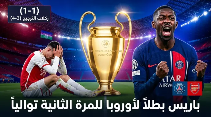 عقدة الـ 20 عاماً تطارد أرسنال.. باريس سان جيرمان بطلاً لدوري أبطال أوروبا بركلات الترجيح في بودابست