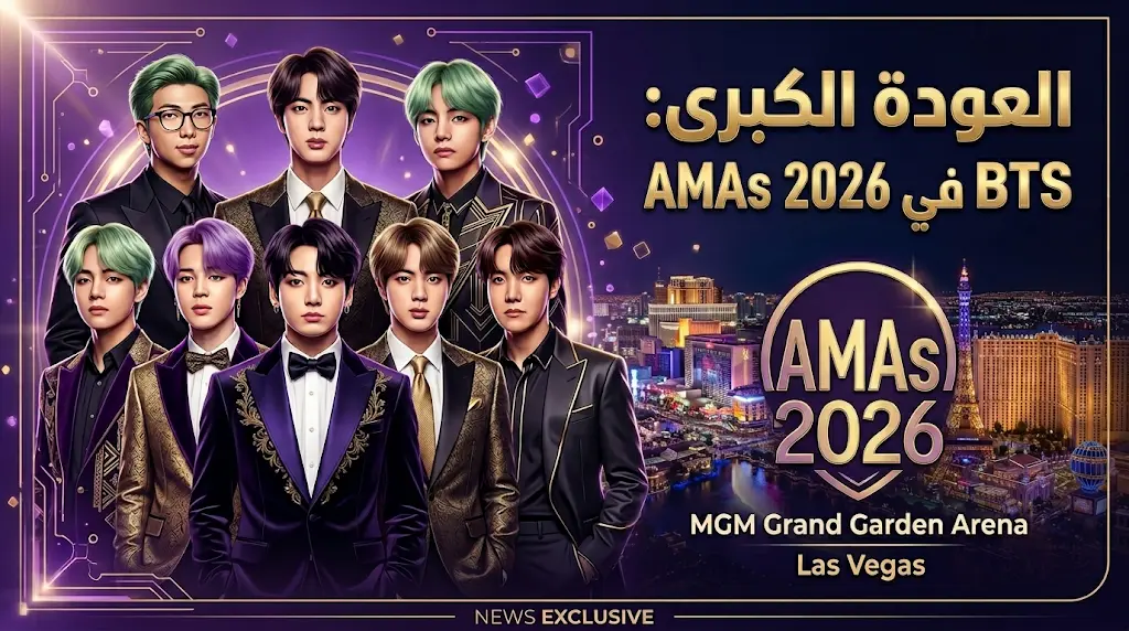 فرقة BTS تظهر رسمياً بكامل أعضائها السبعة في حفل جوائز الموسيقى الأمريكية 2026
