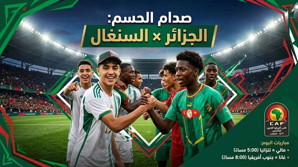 قمة نارية بين الجزائر والسنغال في ختام مجموعات كأس أمم أفريقيا للناشئين 2026 بالمغرب