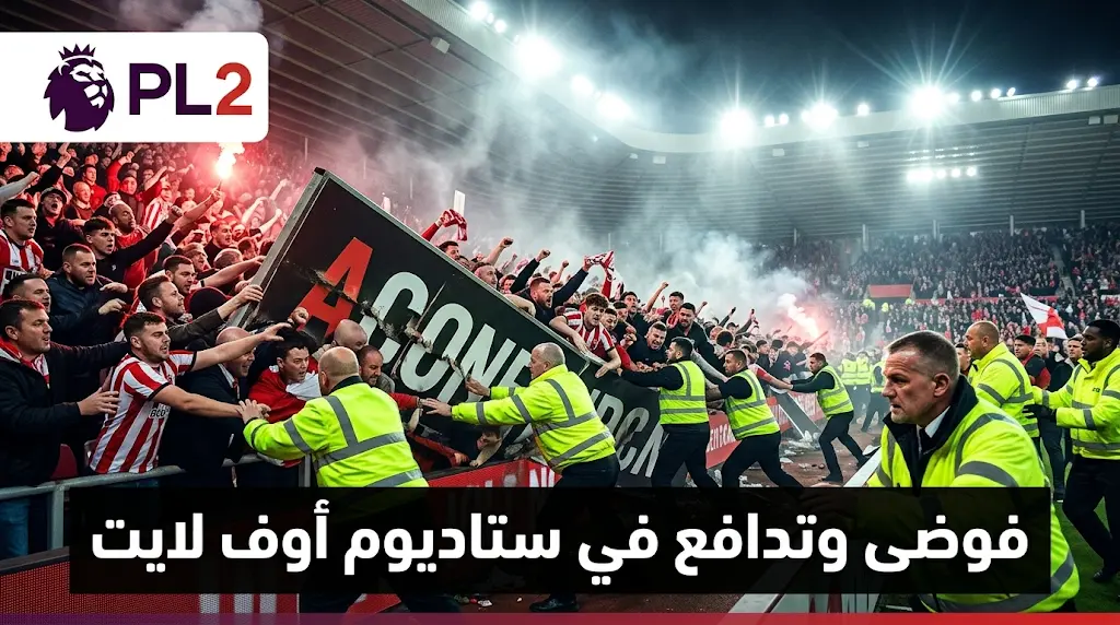 لحظات من الفوضى في الدوري الإنجليزي.. تحطم لوحة إعلانية وتدافع جماهير سندرلاند أمام تشيلسي