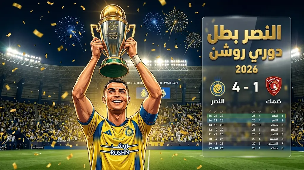 ملخص مباراة النصر ضد ضمك وتتويج "العالمي" بطلاً للدوري السعودي 2026