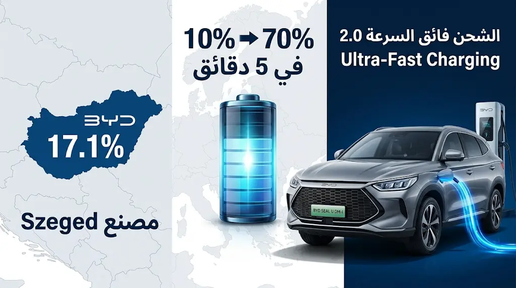 من 10% إلى 70% في 5 دقائق.. BYD تطلق تقنية شحن فلاش 2.0 لإنهاء القلق من نفاد البطارية