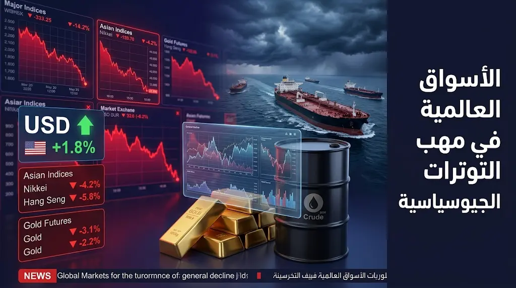 موجة هبوط تضرب الأسواق العالمية والذهب والأسهم الآسيوية بضغط من التوترات الجيوسياسية وقوة الدولار الأمريكي