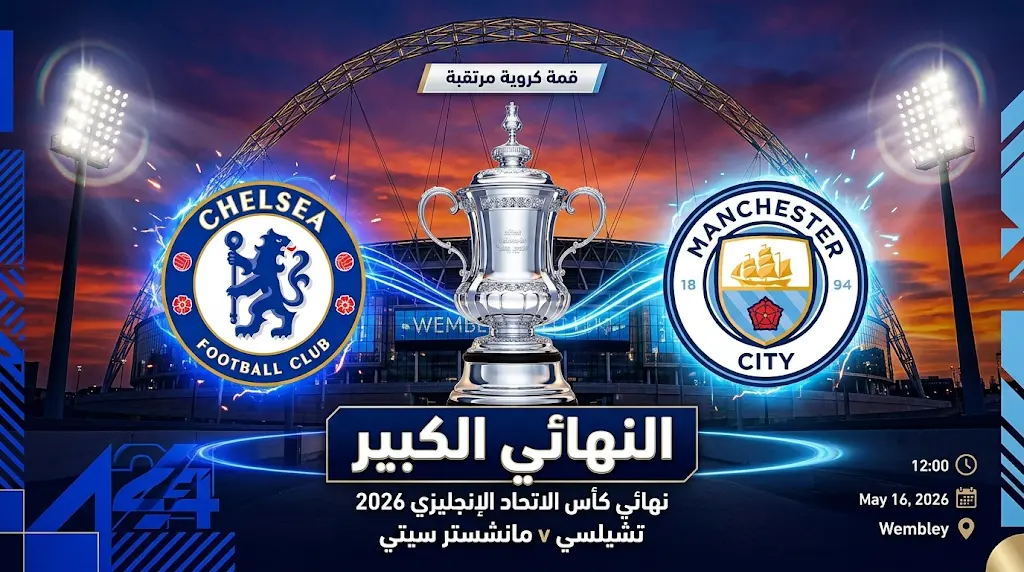 موعد مباراة تشيلسي ومانشستر سيتي اليوم في نهائي كأس الاتحاد الإنجليزي 2026 والقنوات الناقلة