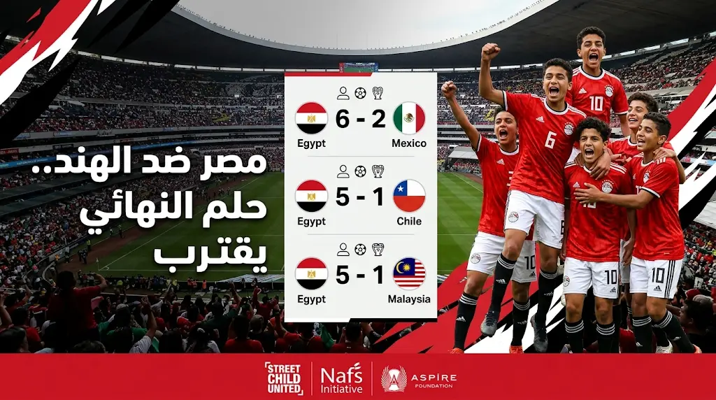 موعد مباراة مصر والهند اليوم السبت 16-5-2026 في نصف نهائي كأس العالم لأطفال الشوارع