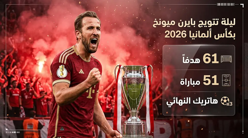 هاري كين ينهي عقدة البطولات ويقود بايرن ميونخ للقب كأس ألمانيا 2026 وسط أجواء جماهيرية مشتعلة