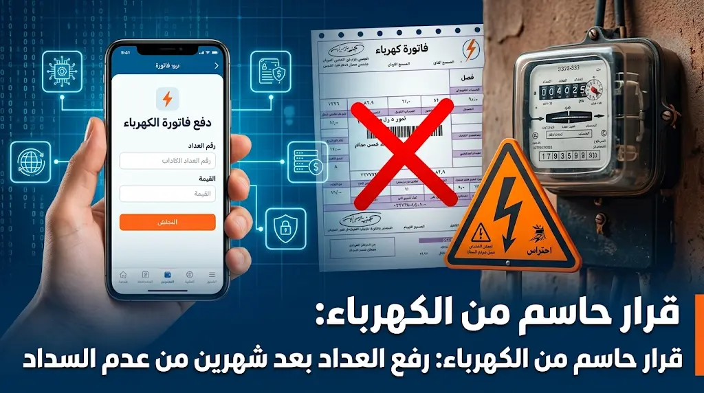 وزارة الكهرباء تعلن رفع العداد التقليدي فوراً في حال عدم السداد لمدة شهرين متتاليين