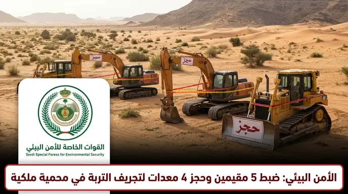 الأمن البيئي يضبط 5 مقيمين استغلوا الرواسب في محمية الأمير محمد بن سلمان الملكية وعقوبات تصل لـ 50 ألف ريال