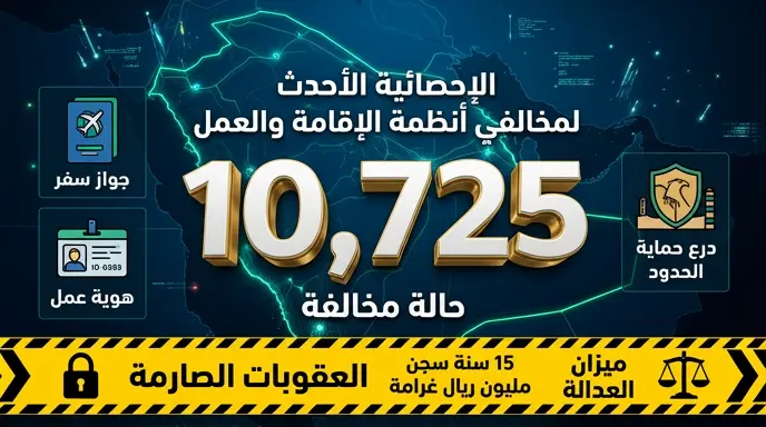 الجهات الأمنية تضبط 10725 مخالفاً لأنظمة الإقامة والعمل وأمن الحدود في مختلف مناطق المملكة خلال أسبوع