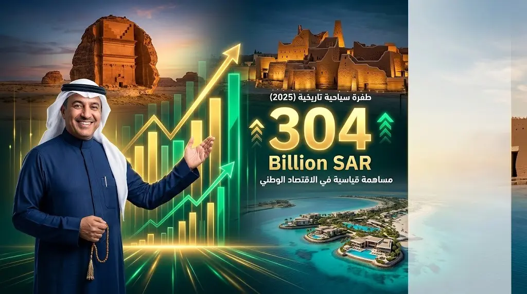 السياحة السعودية تحقق أعلى إنفاق تاريخي بـ 304 مليارات ريال في 2025 وتدعم الناتج المحلي بنسبة 5.2%