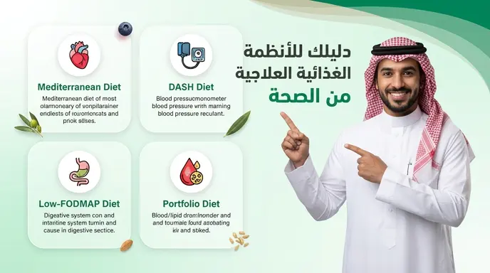 الصحة السعودية تستعرض أهداف 4 حميات علاجية للتحكم في ضغط الدم وأمراض القلب والقولون والكوليسترول