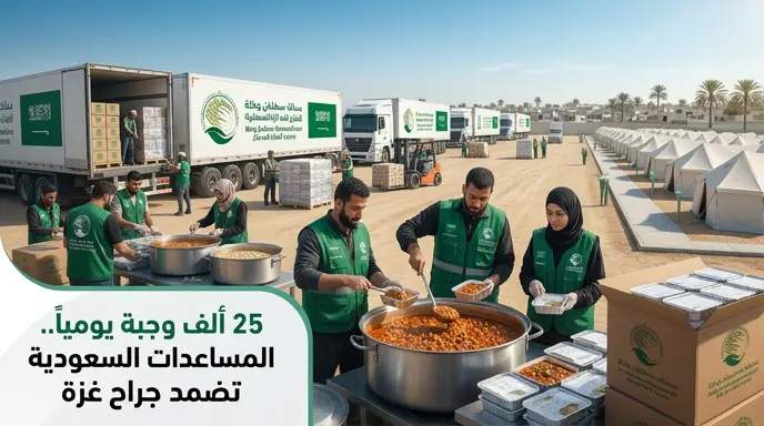 المملكة ترفع الطاقة الإنتاجية للمطبخ المركزي السعودي في غزة لتوفير 25 ألف وجبة ساخنة يومياً