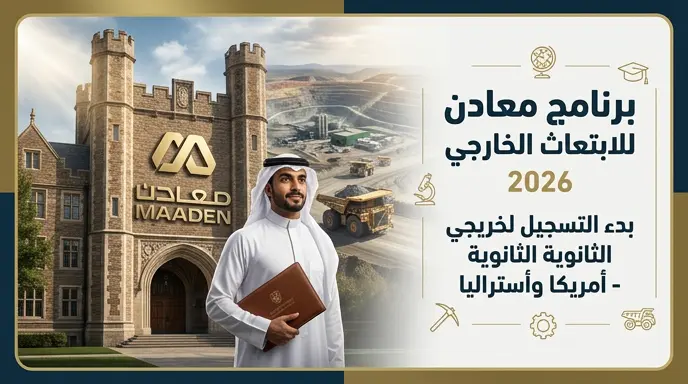 برنامج معادن للابتعاث الخارجي 2026: فتح باب التسجيل لخريجي الثانوية في تخصصات الهندسة والتعدين
