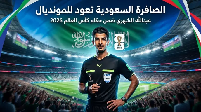 بعد غياب 16 عاماً عودة الصافرة السعودية للمونديال باختيار عبدالله الشهري وطاقم وطني لكأس العالم 2026