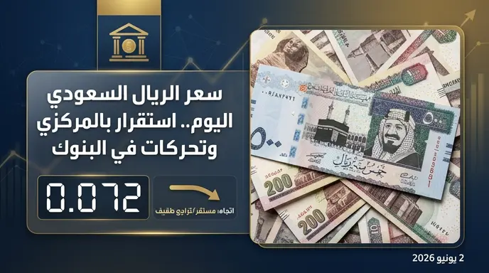 تراجع سعر الريال السعودي مقابل الجنيه المصري في 5 بنوك اليوم الثلاثاء 2-6-2026