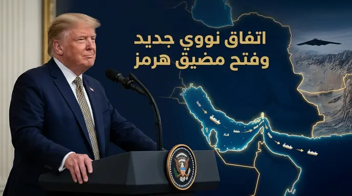 ترامب يعلن التوصل لاتفاق نووي جديد مع إيران وقرار فوري بفتح مضيق هرمز أمام الملاحة