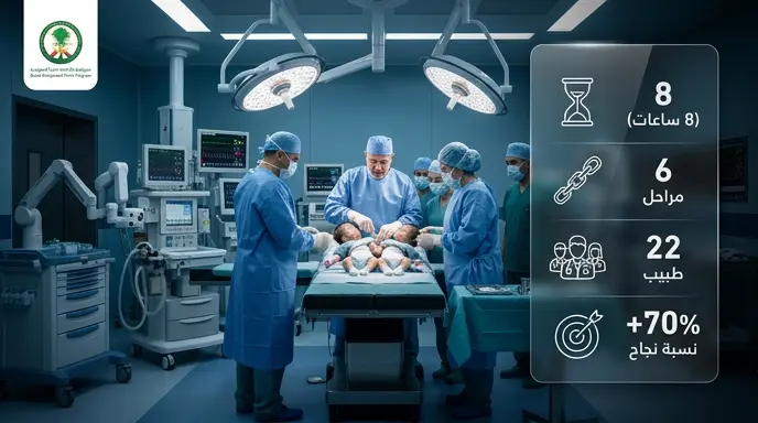 تفاصيل عملية فصل التوأم الفلبيني أوليفيا وجيانا بـ 6 مراحل جراحية ونسبة نجاح تتجاوز 70%