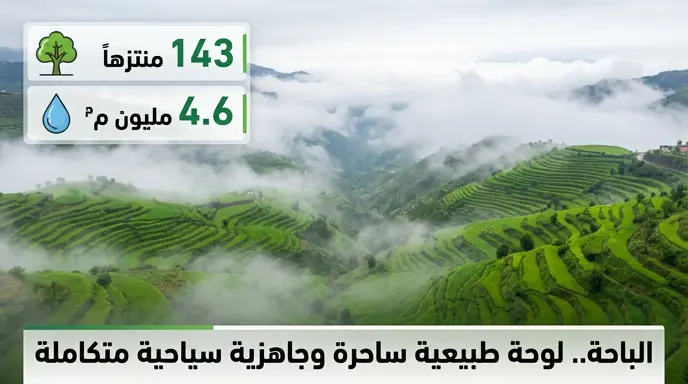جاهزية 143 منتزهاً في الباحة واستقبال 4.6 ملايين متر مكعب من مياه الأمطار لدعم اخضرار المنطقة