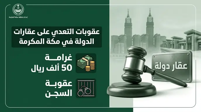سجن وغرامة تصل إلى 50 ألف ريال عقوبة وضع اليد على أراضي الدولة في منطقة مكة المكرمة
