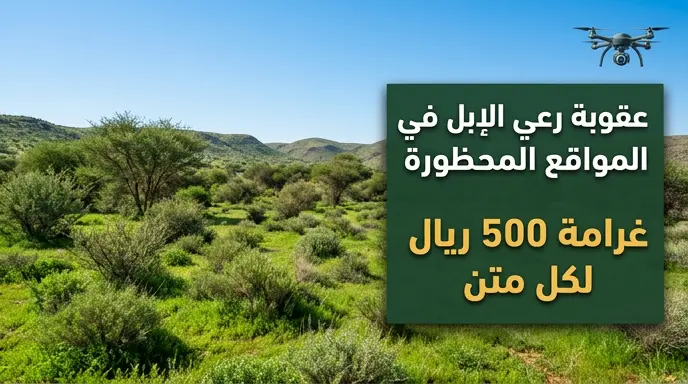 عقوبة رعي الإبل في المواقع المحظورة بمحمية الإمام تركي بن عبدالله الملكية