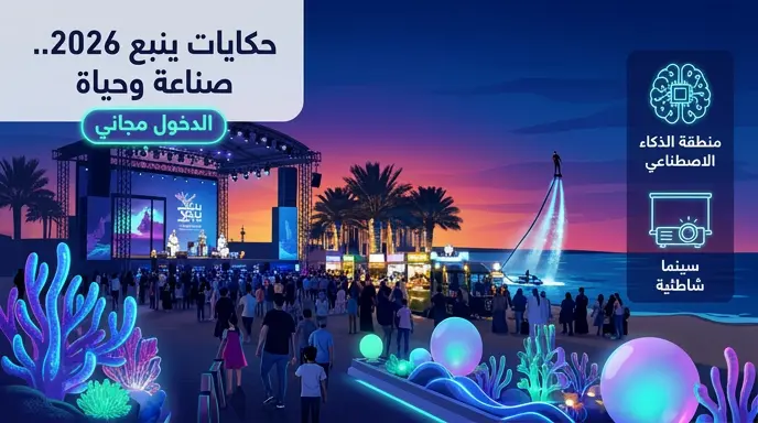 فعاليات حكايات ينبع 2026 تقدم تجارب ترفيهية وعروضاً مائية مجانية بالواجهة البحرية