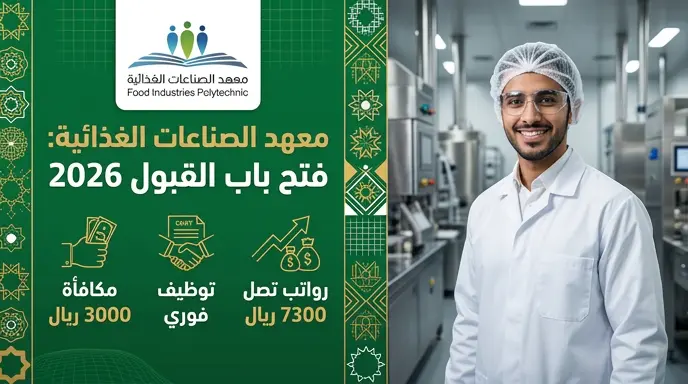 معهد الصناعات الغذائية يفتح باب القبول ببرامج الدبلوم المبتدئة بالتوظيف براتب يصل لـ 7300 ريال