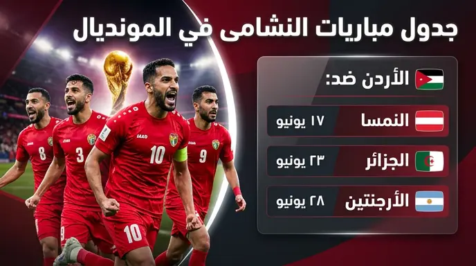 مواعيد مباريات منتخب الأردن في كأس العالم 2026 والقنوات الناقلة