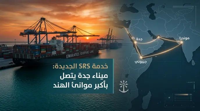 موانئ تعلن إضافة خدمة الشحن الجديدة SRS لربط ميناء جدة الإسلامي بموانئ الهند وجيبوتي