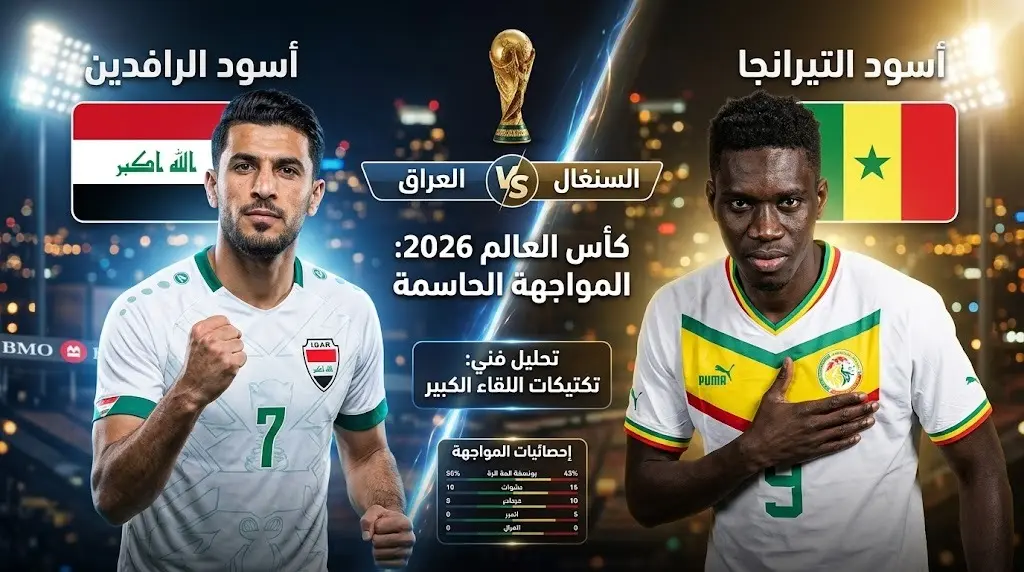 موعد مباراة العراق ضد السنغال في الجولة الثالثة من كأس العالم 2026 والقنوات الناقلة