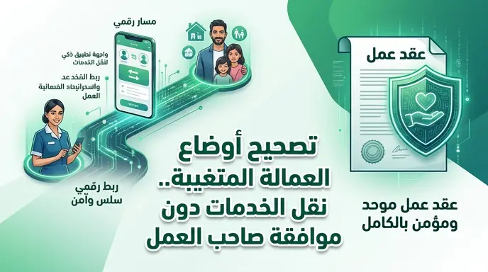 نقل خدمات العمالة المنزلية المتغيبة دون موافقة صاحب العمل الحالي عبر منصة مساند