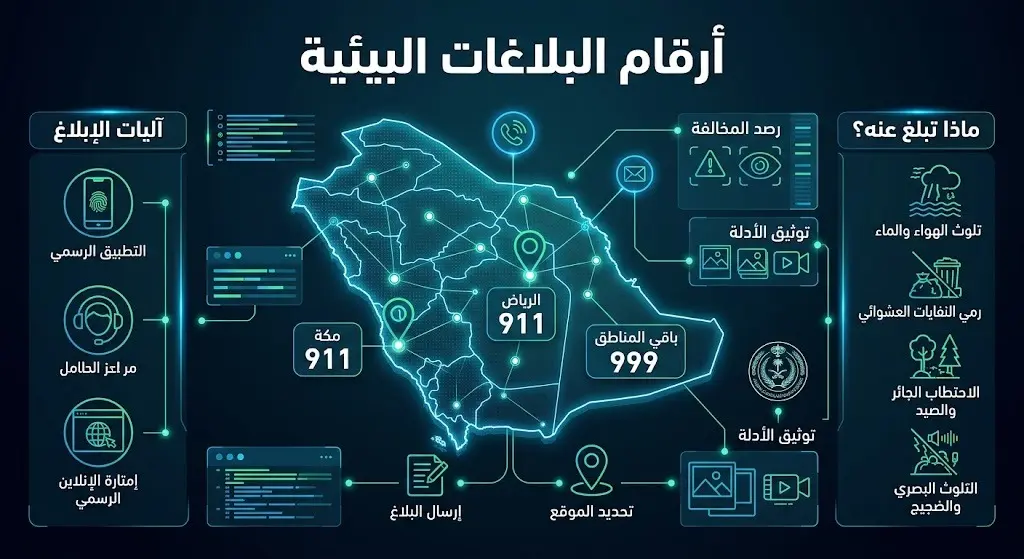 إنفوجرافيك يستعرض أرقام البلاغات البيئية في مختلف مناطق المملكة
