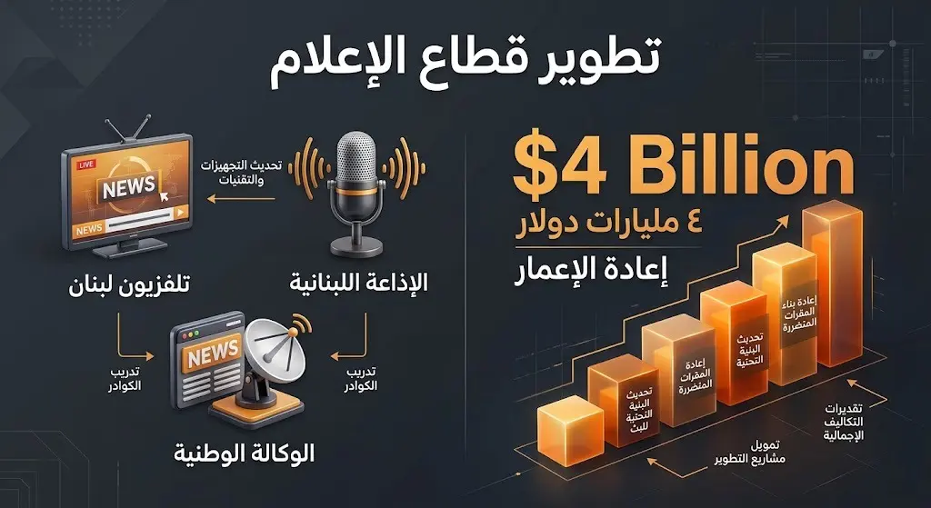 إنفوجرافيك يستعرض آليات النهوض بقطاع الإعلام اللبناني وحجم تحديات إعادة الإعمار