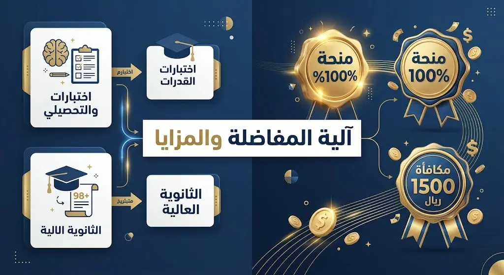 إنفوجرافيك يوضح معايير القبول في كلية الطب بجامعة الأمير سلطان والمزايا المالية التي تشمل منحة 100% ومكافأة شهرية.