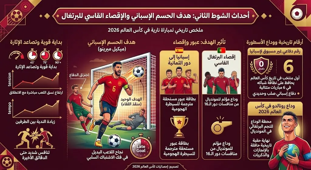 أحداث الشوط الثاني وهدف الحسم الإسباني