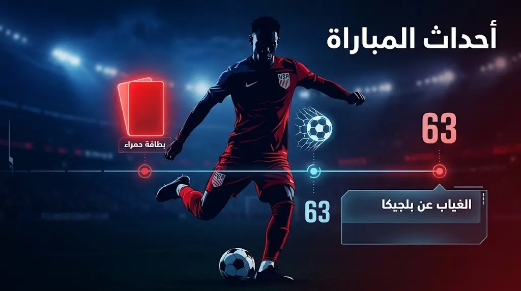إنفوجرافيك رياضي يلخص أحداث مباراة أمريكا وتفاصيل طرد المهاجم فولارين بالوجون بالبطاقة الحمراء